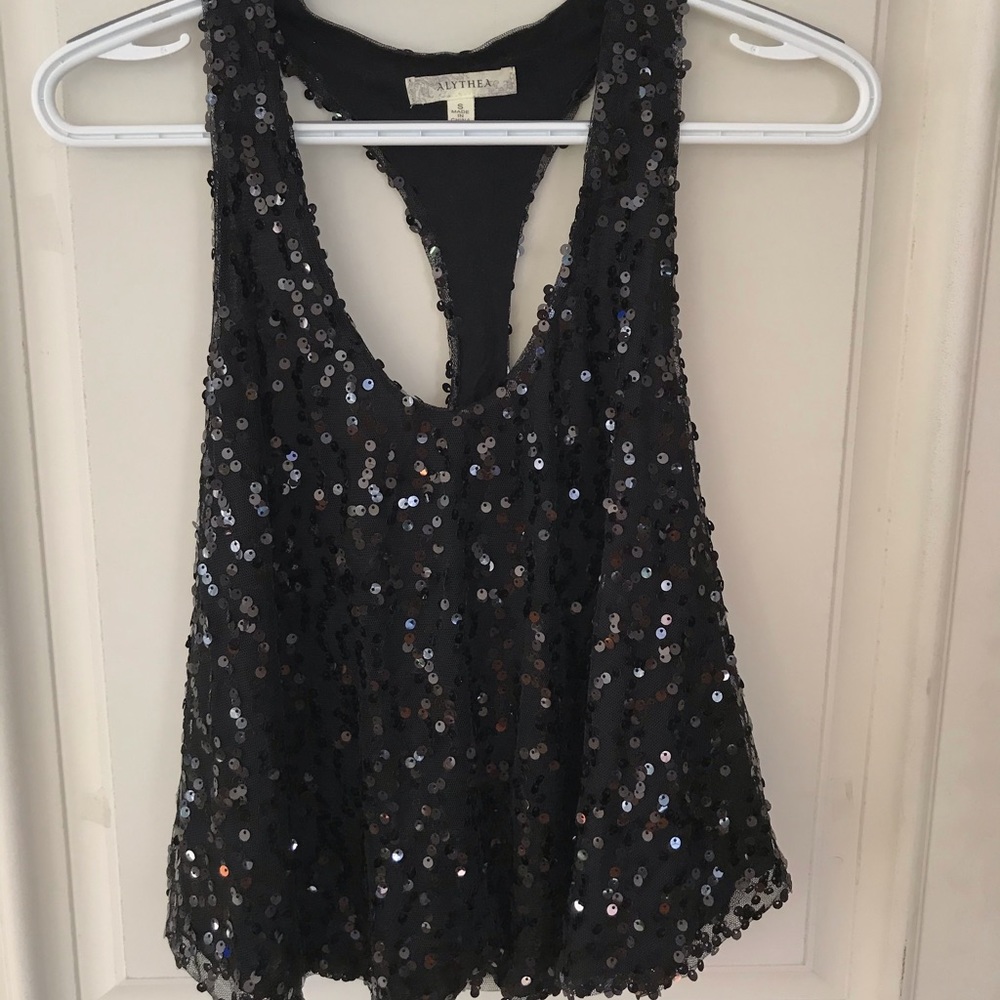 HOLIDAY Black sequence sleeveless blouse